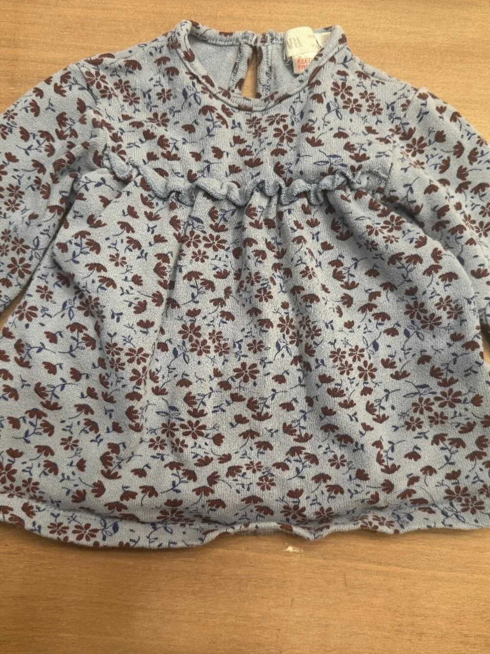 Zara Baby Girl Blue Floral Swing Dress Ditsy Print Long Sleeve 3-6M